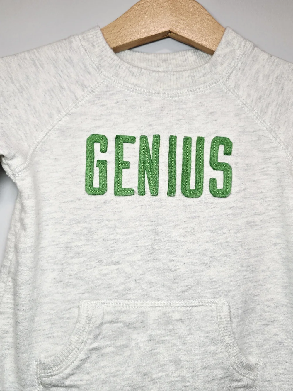 Carter's Light Heather Gray One-Piece Footie with Green 'GENIUS' Lettering